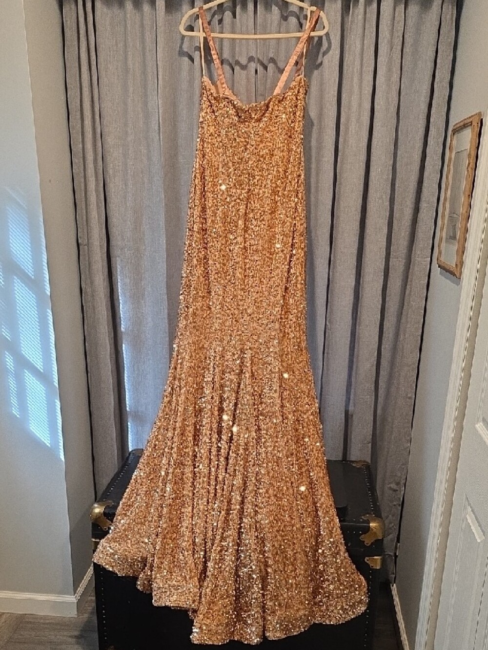 Portia and Scarlett Gold Sequin Mermaid Prom Dress - Picture 8 of 16